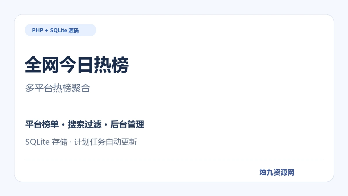 全网今日热榜聚合 PHP源码