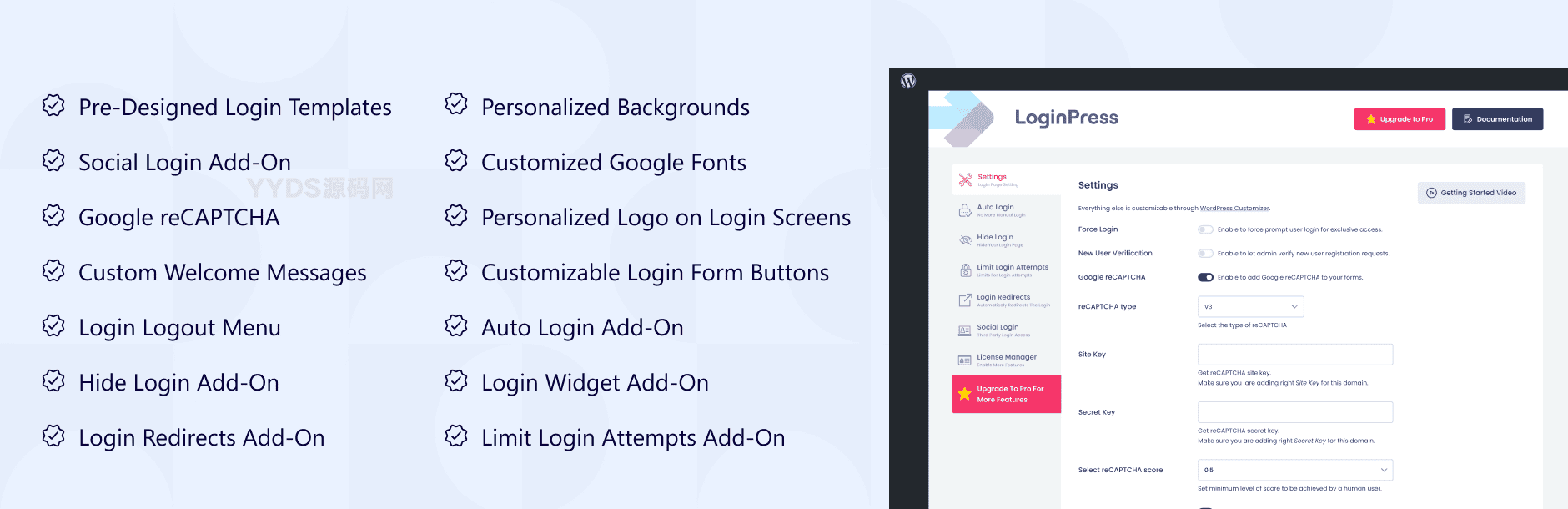 LoginPress PRO v3.1.2- WordPress 注册与登录自定义 美化插件