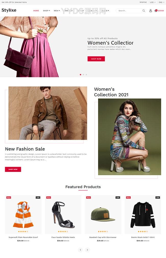 服装配饰销售商城HTML5模板